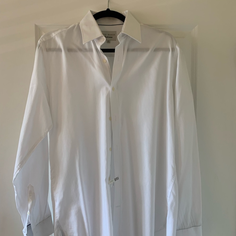 Ted Baker Endurance 15.5 Slim White Dress Shirt Button Cuff